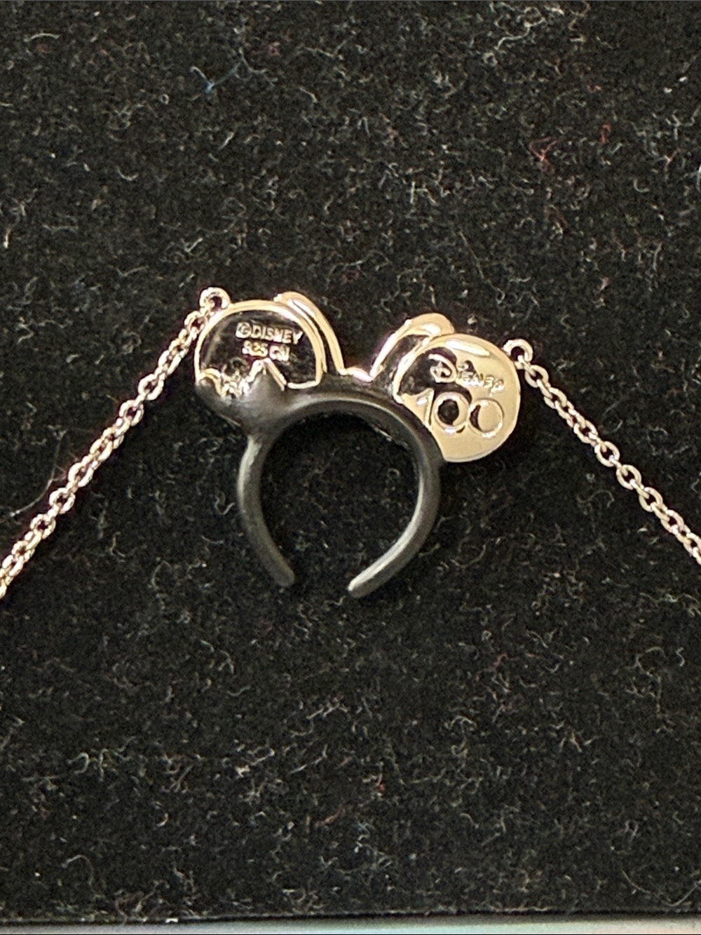 DISNEY 100 PLATINUM 925 STERLING SILVER MINNIE MOUSE EARS HEADBAND NECKLACE - Picture 6 of 8